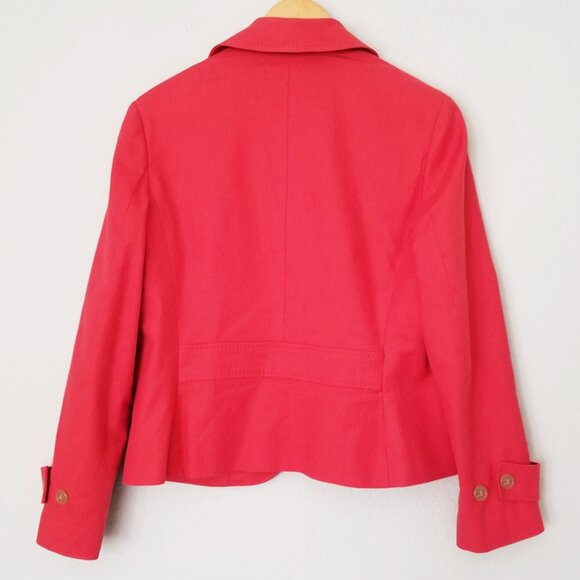 Talbots Cotton Linen Blend Blazer Jacket Women 12P Red Coral Single Button $169 - Picture 4 of 16